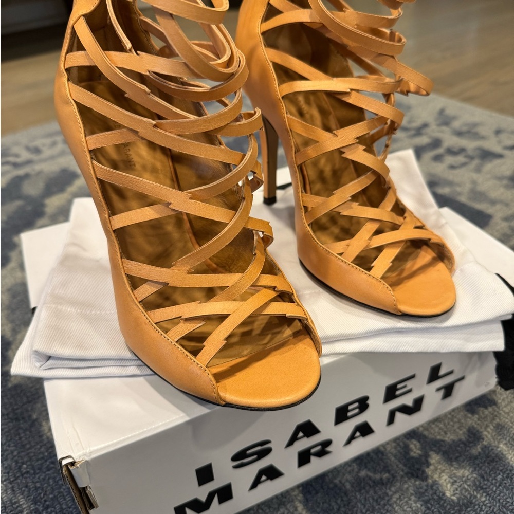 Isabel Marant Tan Strappy Heels with Stiletto